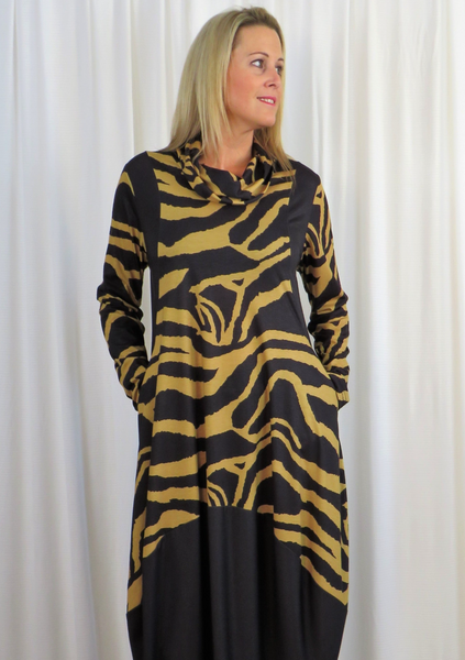Jersey Cowl Pocket Dress - Stripe £90