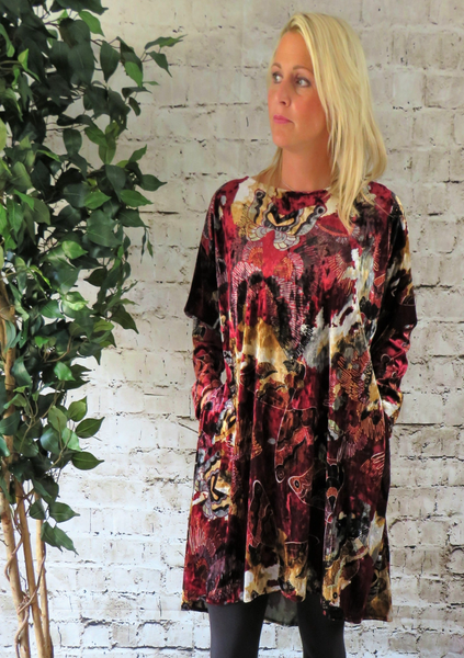 Red Butterfly Velvet - Wide Tunic  £35