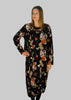 This dress has jersey top and beautiful black embossed fabric balloon twist skirt, completing the look with the over top all in an autumnal print. Perfect for any autumn winter occasion, from a wedding, Mother of the Bride, Mother of the Groom, Wedding Guest to a party or everyday wear. This dress will take you from day to night with effortless style and elegance.