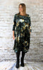 Green Butterfly Printed Velvet - Gathered Hem Dress  £123.75