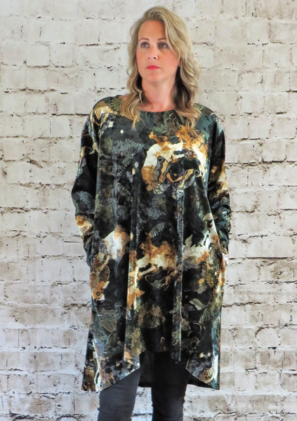 Green Butterfly Velvet - Wide Tunic  £35