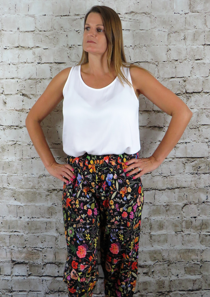 Flower Print Seersucker Trousers £100