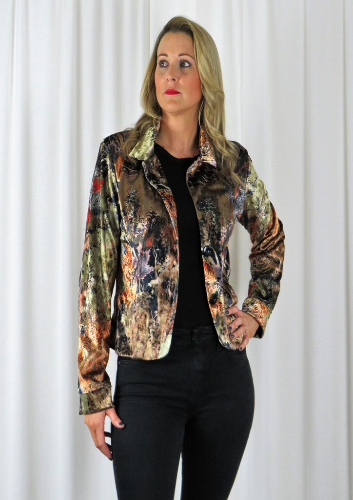 Printed velvet jacket clearance