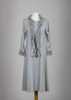 This sleeveless dress is made from a soft silver crepe fabric. Perfect for any spring summer occasion, from a wedding - mother of the bride, mother of the groom and wedding guest to everyday wear. This dress will take you from day to night with effortless style and elegance. A matching shrug is available.