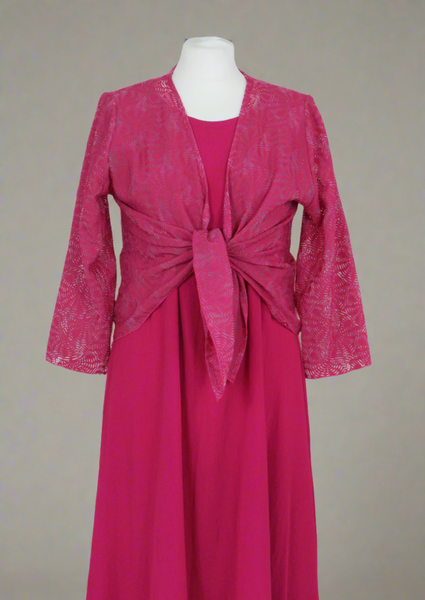 The shrug is made from a soft sheer cerise fabric with a beautiful shell design. Perfect for any spring summer occasion, from a wedding - mother of the bride, mother of the groom and wedding guest to everyday wear. This shrug will take you from day to night with effortless style and elegance. Matching dresses available.