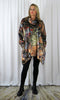 Autumn Printed Velvet - Wide Tunic with Cowl Gold £101.25