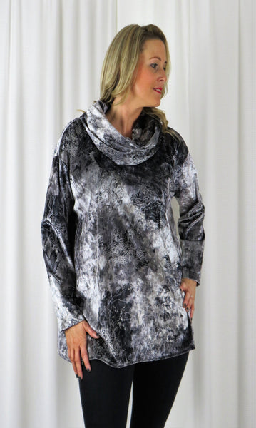 Autumn Printed Velvet - Wide Top with Cowl  £69