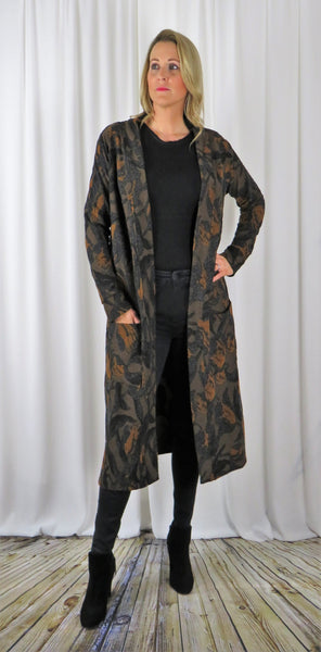 Knitted Jacquard Cardi Coat - £95