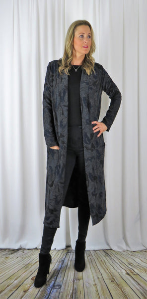 Knitted Jacquard Cardi Coat - £95