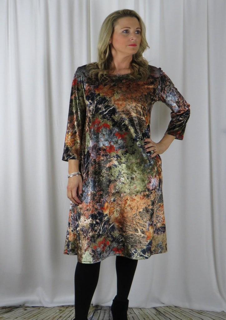 Autumn Printed Velvet - Midi Dress  £72