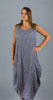 This sleeveless maxi dress is made from a grey sheer fabric with a beautiful all over swirl design, with a soft viscose lining. The dress has a hitch up hem on both sides, which can be buttoned up or let down for a longer length look. Perfect for any spring summer occasion, from a wedding - mother of the bride, mother of the groom and wedding guest to everyday wear. This dress will take you from day to night with effortless style and elegance.