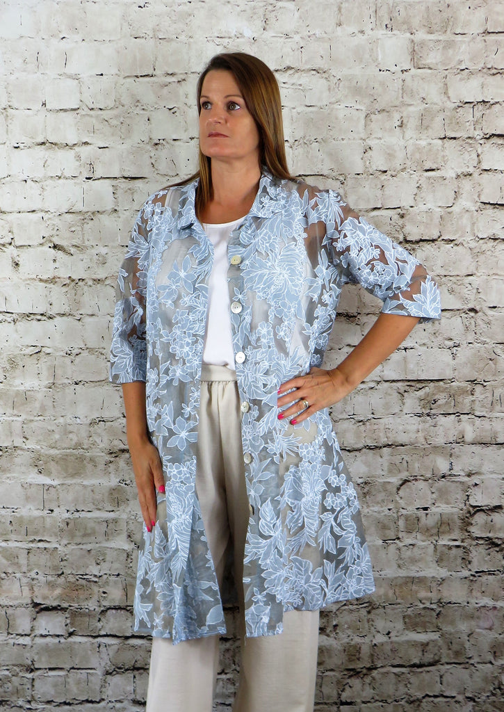 Floral Organza Coat Blue 185 Out of Xile
