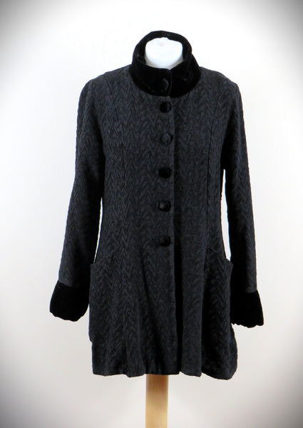 Chenille Coat with Velvet Trim £100