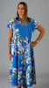 This blue flutter sleeve dress is made from a soft feel Jersey fabric, with a beautiful all over multi colour print. Perfect for any spring summer occasion, from a wedding to everyday wear. This dress will take you from day to night with effortless style and elegance.