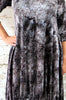 Silver Printed Velvet - Gathered Hem Dress  £123.75