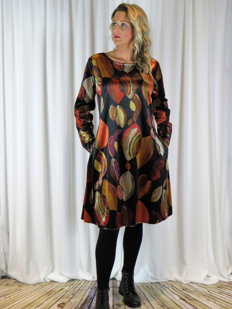 Auburn Printed Velvet - Midi Dress  £60
